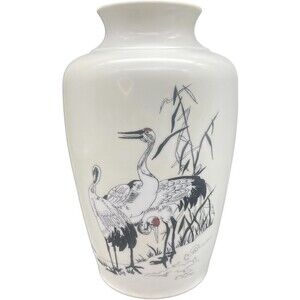 VTG Kaiser W. Germany Porcelain Black & White DBL Sided BIRD 10.75” Vase RARE